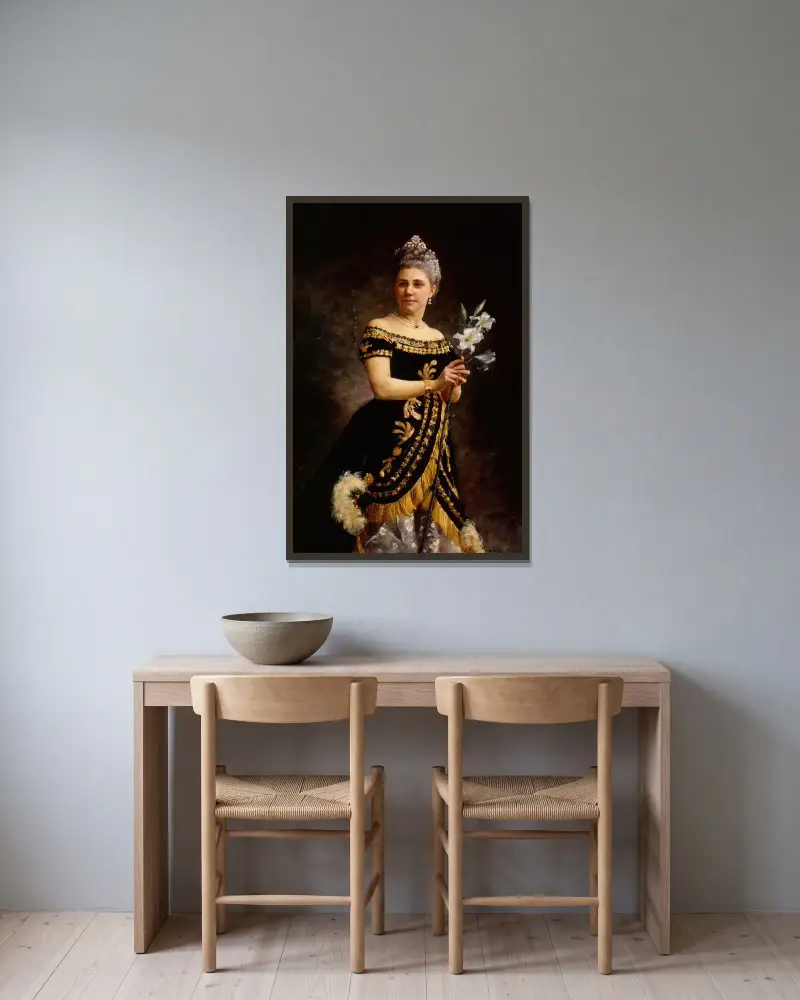 Opera Singer Ida Basilier-Magelsen’s Portrait As Philine In Ambroise Thomas’ Opera Mignon av Maria Wiik inramad på en vägg