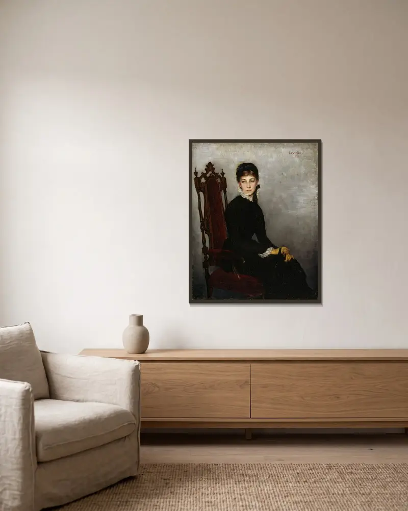 Portrait Of Hilda Wiik av Maria Wiik inramad på en vägg