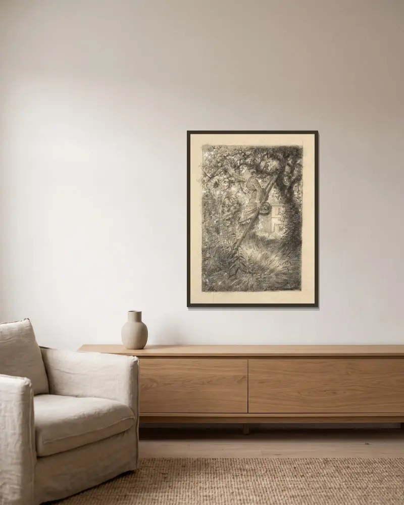 Apfelernte von Marie Bracquemond gerahmt an einer Wand