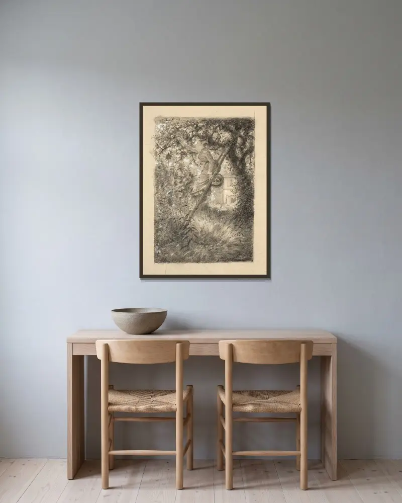 Apfelernte von Marie Bracquemond gerahmt an einer Wand