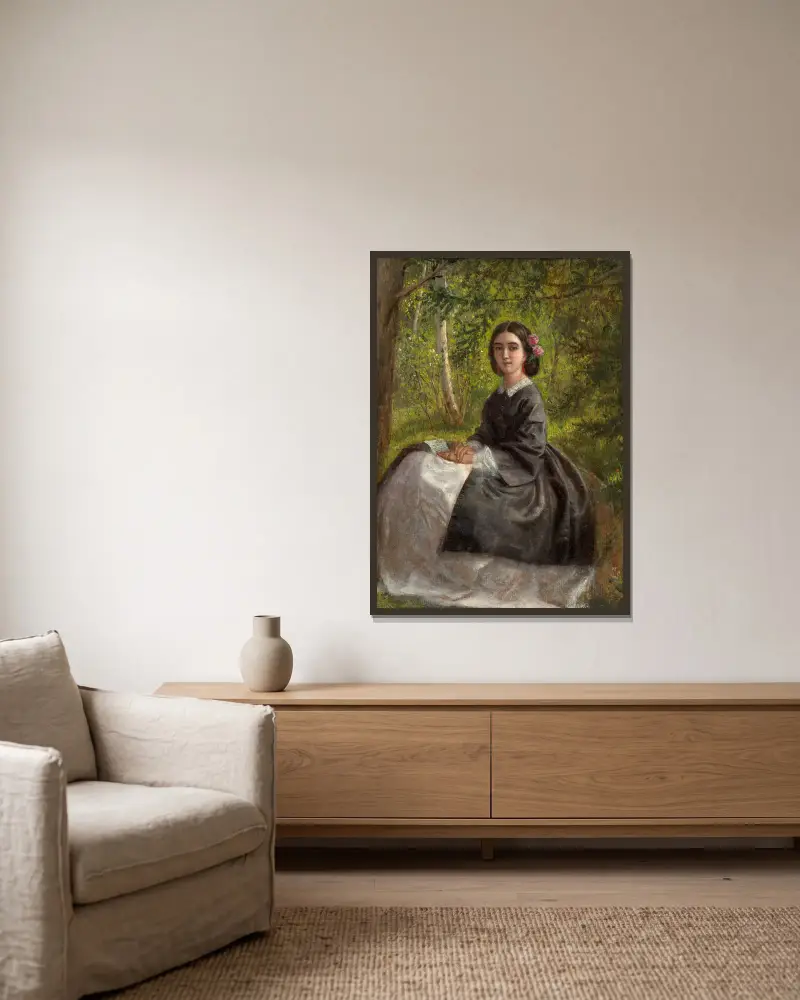 Autoportrait présumé de l’artiste av Marie Bracquemond inramad på en vägg