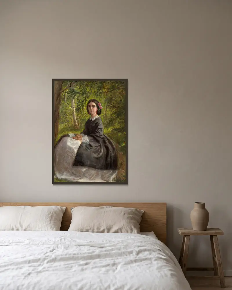 Autoportrait présumé de l’artiste av Marie Bracquemond inramad på en vägg