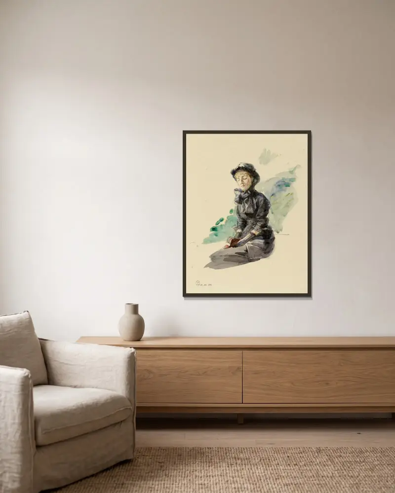 Sitzende Frau von Marie Bracquemond gerahmt an einer Wand
