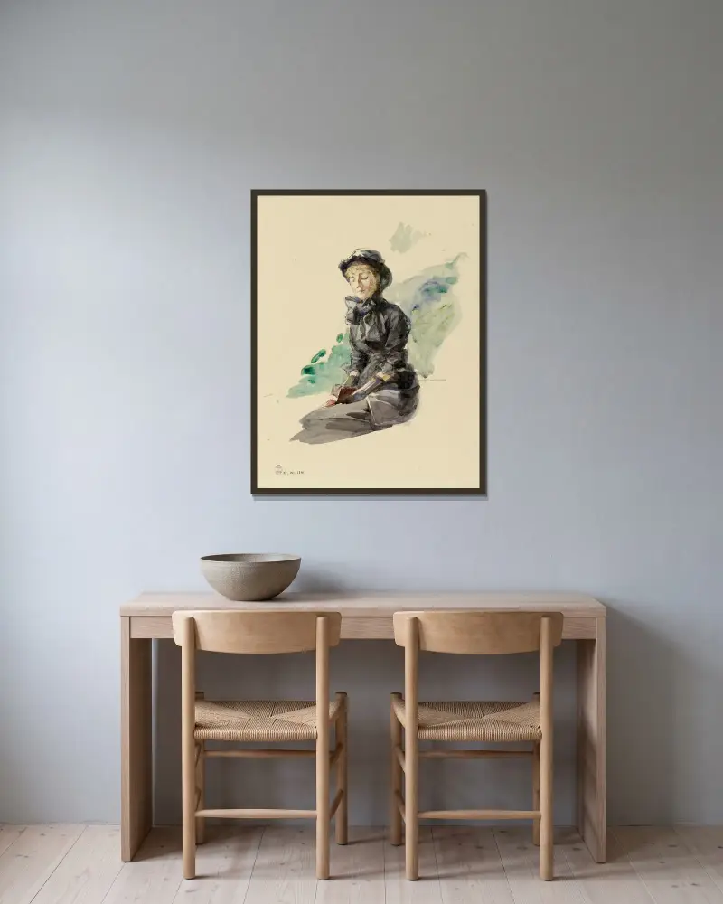 Sitzende Frau von Marie Bracquemond gerahmt an einer Wand