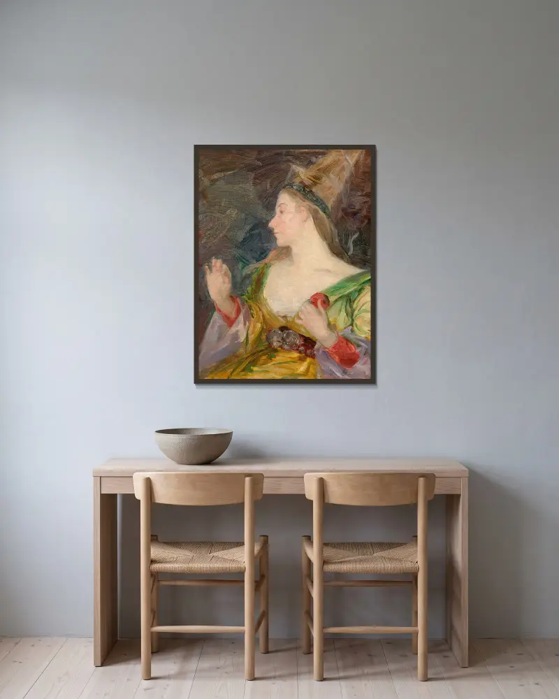 Lady with a hennin av Marie Bracquemond inramad på en vägg