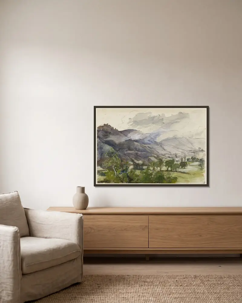 Berglandschaft von Marie Bracquemond gerahmt an einer Wand