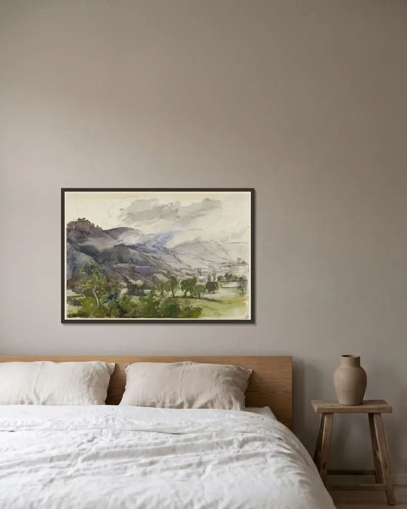 Berglandschaft von Marie Bracquemond gerahmt an einer Wand