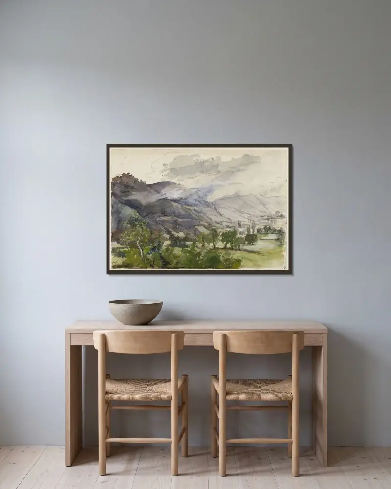 Berglandschaft von Marie Bracquemond gerahmt an einer Wand