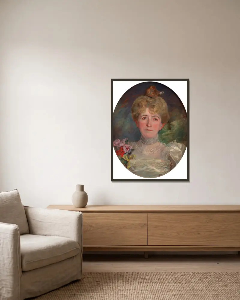Portrait of Louise Langlois Quiveron av Marie Bracquemond inramad på en vägg