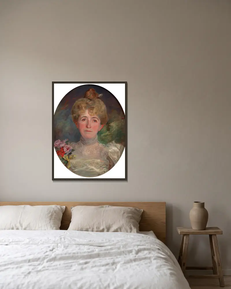 Portrait of Louise Langlois Quiveron av Marie Bracquemond inramad på en vägg
