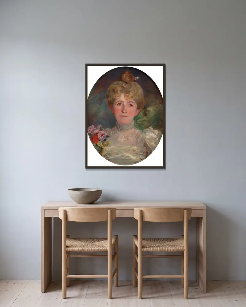 Portrait of Louise Langlois Quiveron av Marie Bracquemond inramad på en vägg