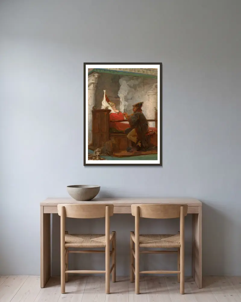 Studie k "La Lecture", Marie Bracquemond v rámu na stěně