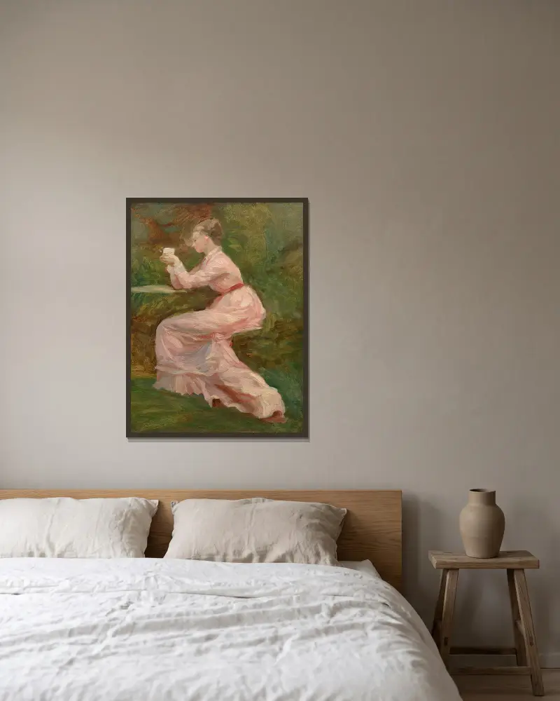 Study for ’La vue de Divonne’ av Marie Bracquemond inramad på en vägg