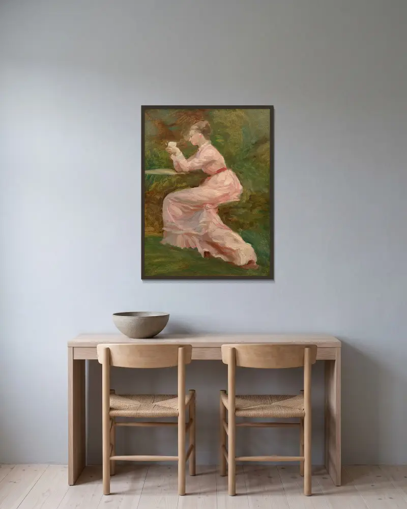 Study for ’La vue de Divonne’ av Marie Bracquemond inramad på en vägg