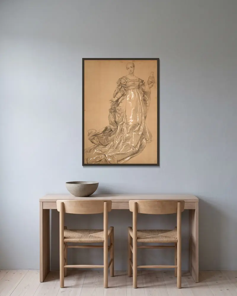 Study for Poetry, muse of the arts av Marie Bracquemond inramad på en vägg
