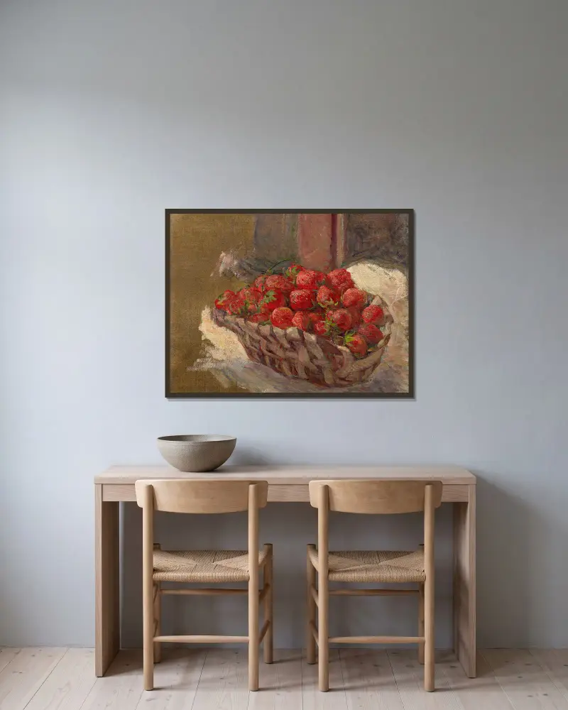 The basket of wild strawberries av Marie Bracquemond inramad på en vägg