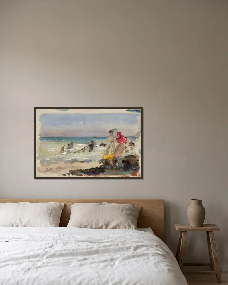 Stranden vid Veules-les-Roses av Marie Bracquemond inramad på en vägg