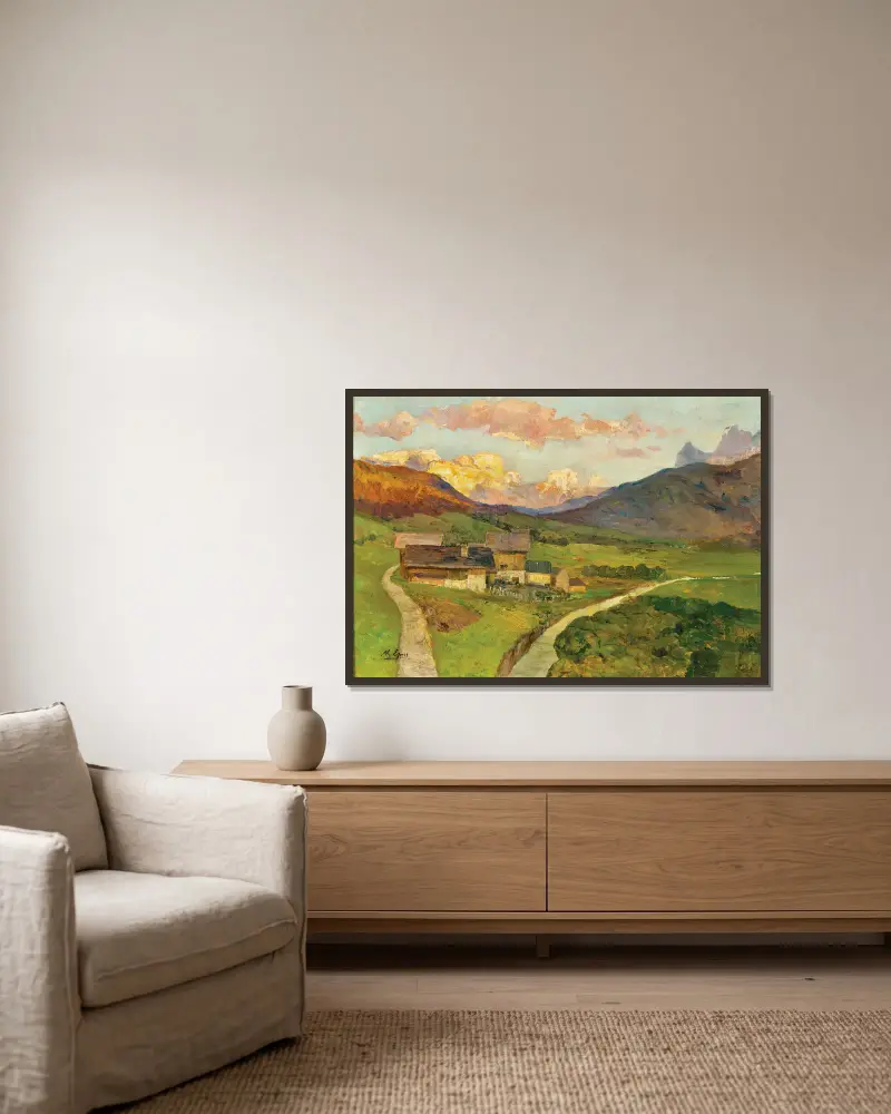 Abend im Sextenthal (Kreuzbergsattl) von Marie Egner gerahmt an einer Wand
