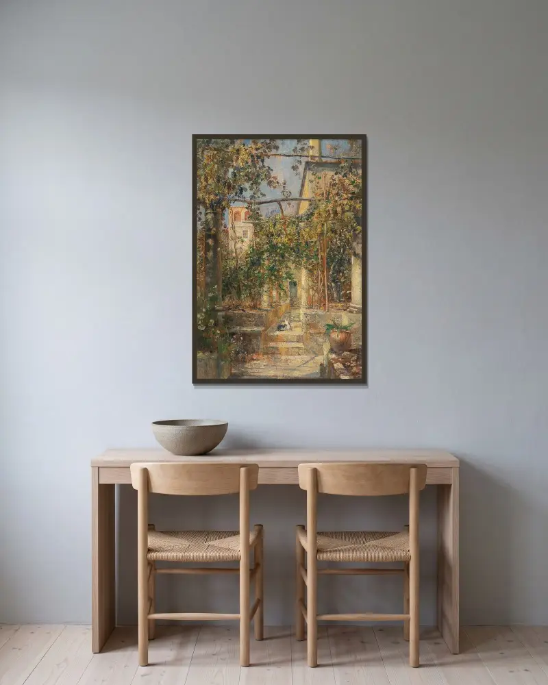 Klášterní dvůr na Capri, Marie Egner v rámu na stěně