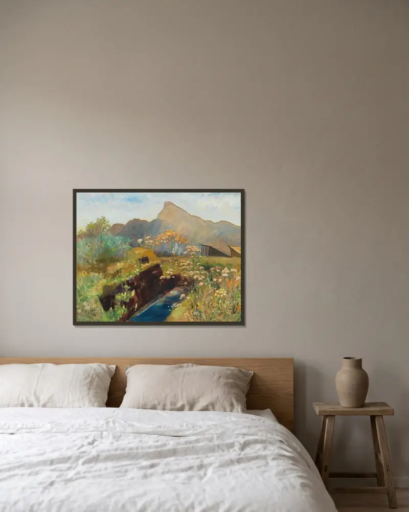 Sen sommar på Salzburger-mossen vid Untersberg av Marie Egner inramad på en vägg