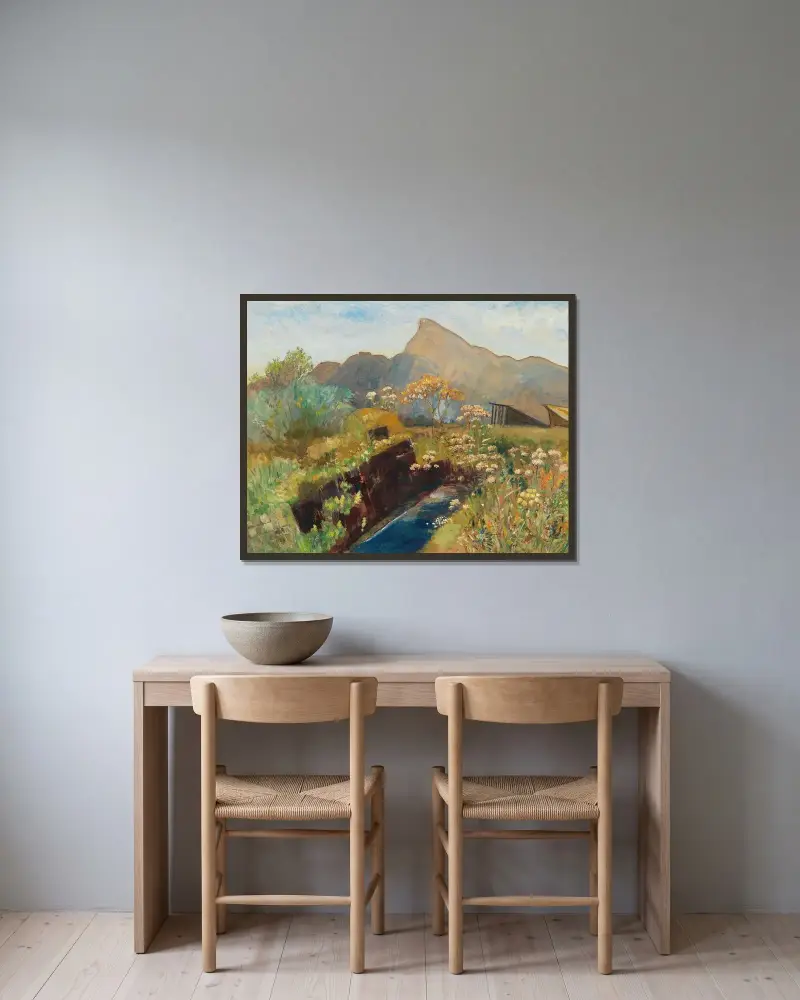 Sen sommar på Salzburger-mossen vid Untersberg av Marie Egner inramad på en vägg