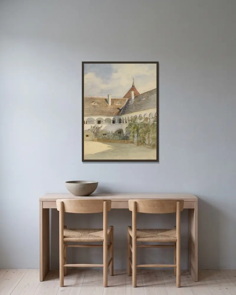 Arkadenhof in Maria Anzbach von Marie Egner gerahmt an einer Wand