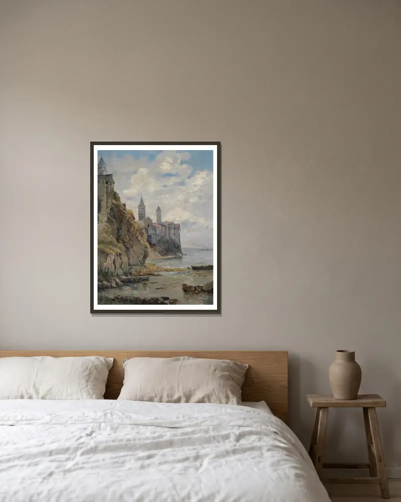 Motiv von der Insel Rab av Marie Egner inramad på en vägg