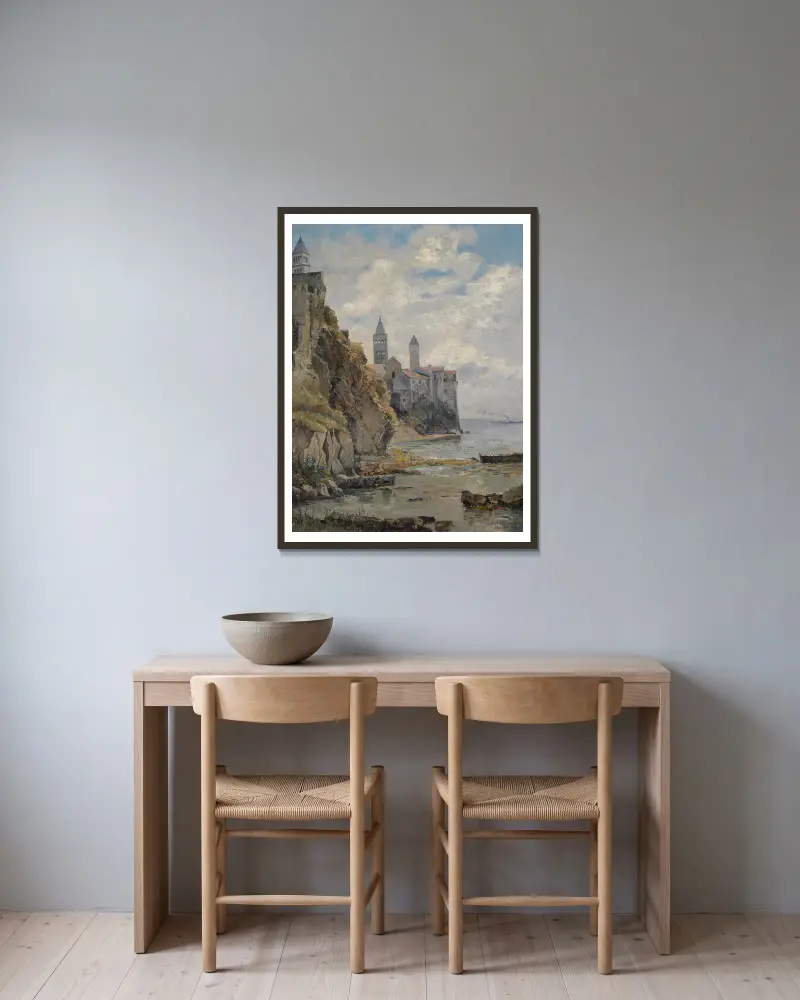 Motiv von der Insel Rab av Marie Egner inramad på en vägg