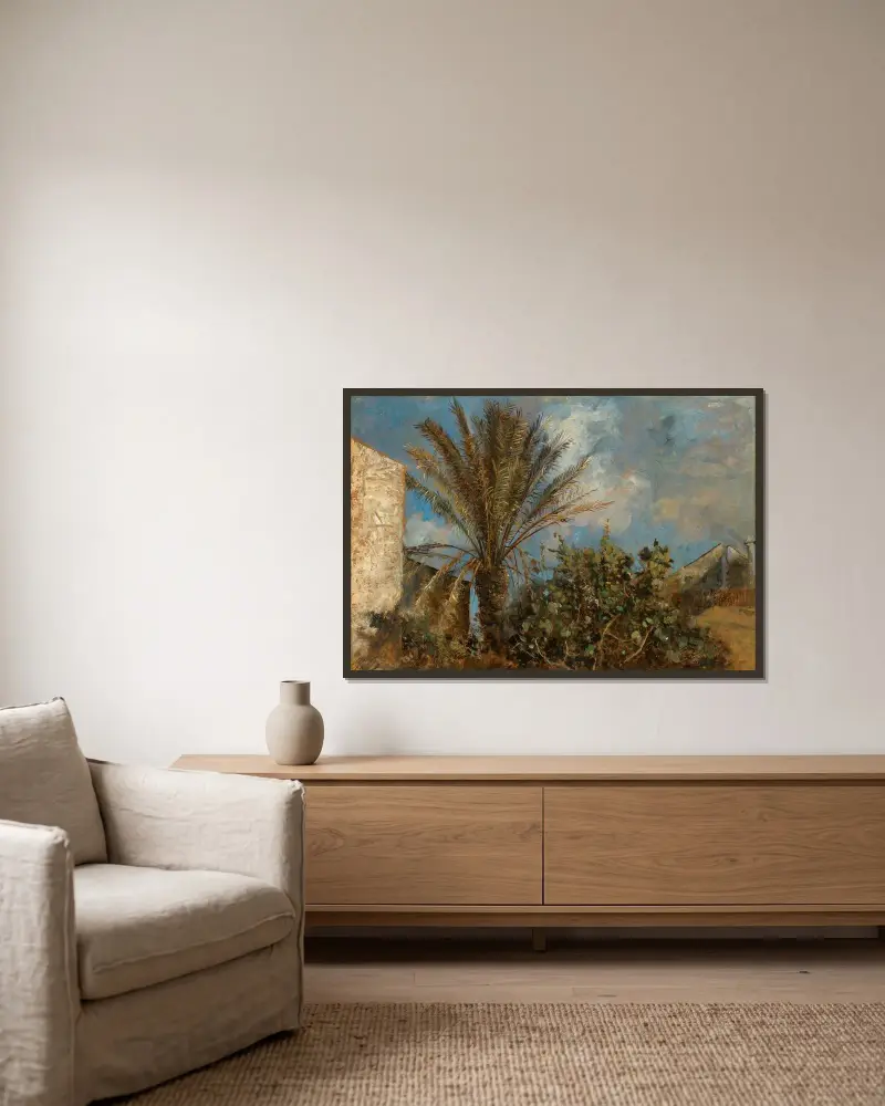 Palmen auf Korfu von Marie Egner gerahmt an einer Wand