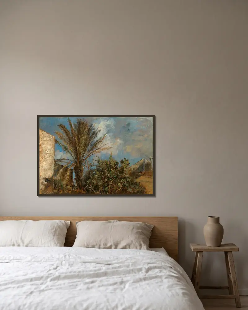 Palmen auf Korfu von Marie Egner gerahmt an einer Wand