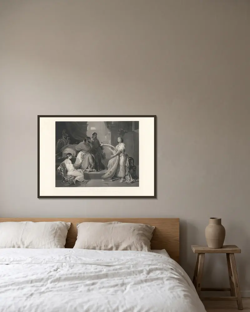 David und Saul von Jean-Pierre-Marie Jazet gerahmt an einer Wand