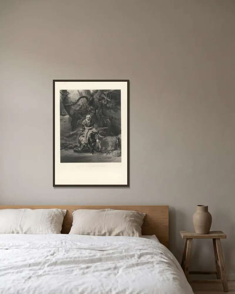 Retour de la chasse au lion (after Horace Vernet) av Jean-Pierre-Marie Jazet inramad på en vägg