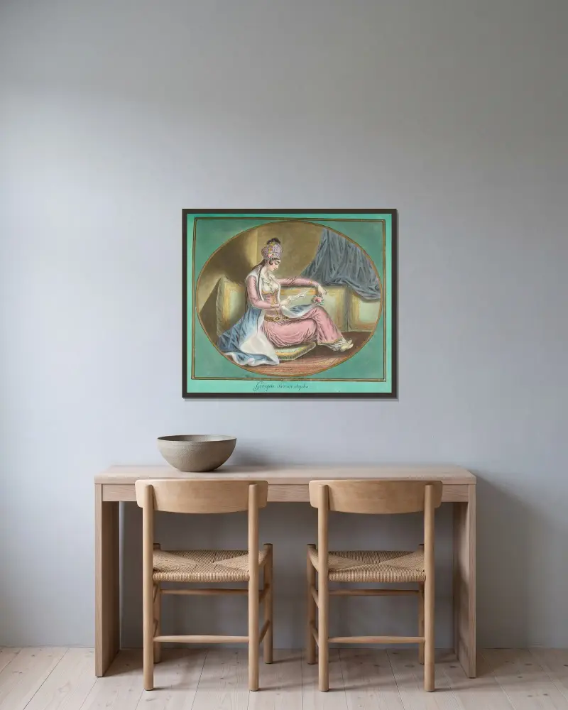 Grekiska på en soffa av François-Marie Rosset inramad på en vägg