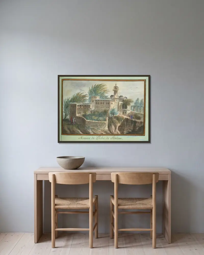 Maison du Pacha de Bélam av François-Marie Rosset inramad på en vägg