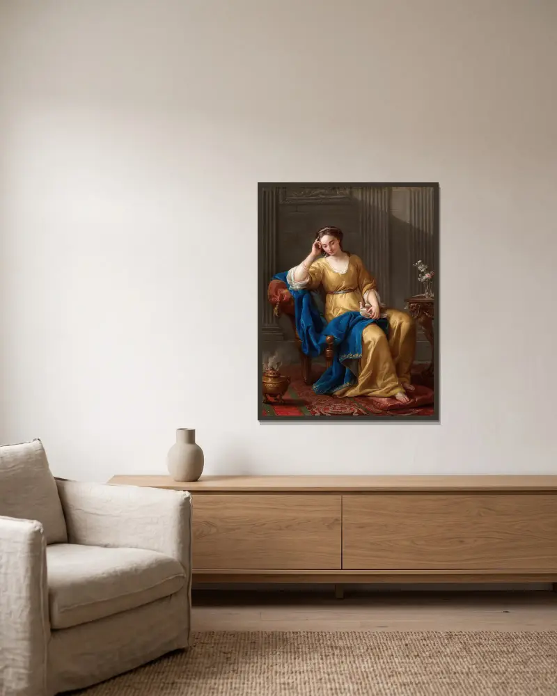 Süße Melancholie von Joseph-Marie Vien gerahmt an einer Wand
