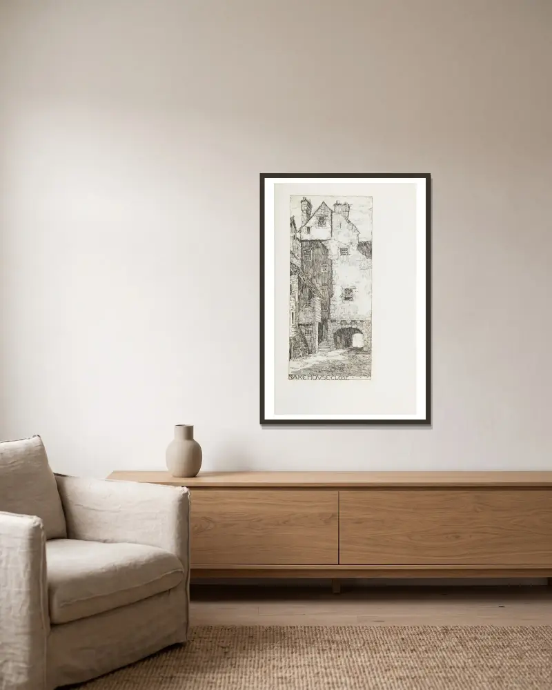 Bakehouse Close von Jessie Marion King gerahmt an einer Wand