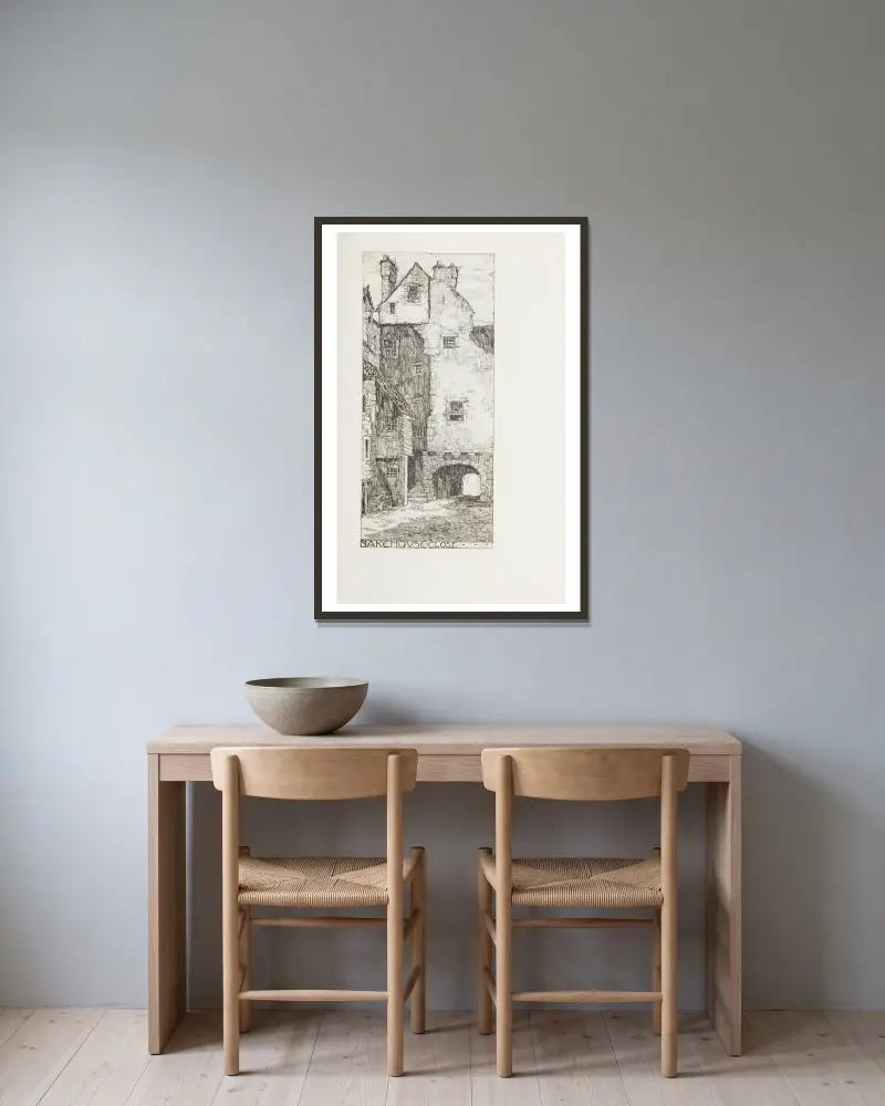 Bakehouse Close von Jessie Marion King gerahmt an einer Wand