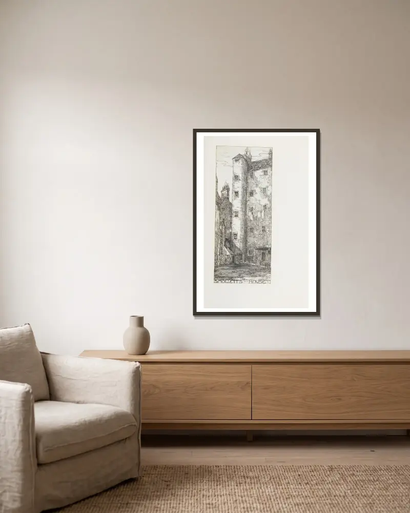 Smolletts Haus von Jessie Marion King gerahmt an einer Wand