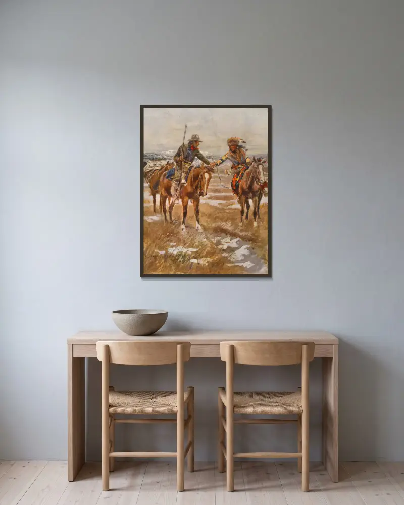 Spotkanie, Charles Marion Russell w ramie na ścianie