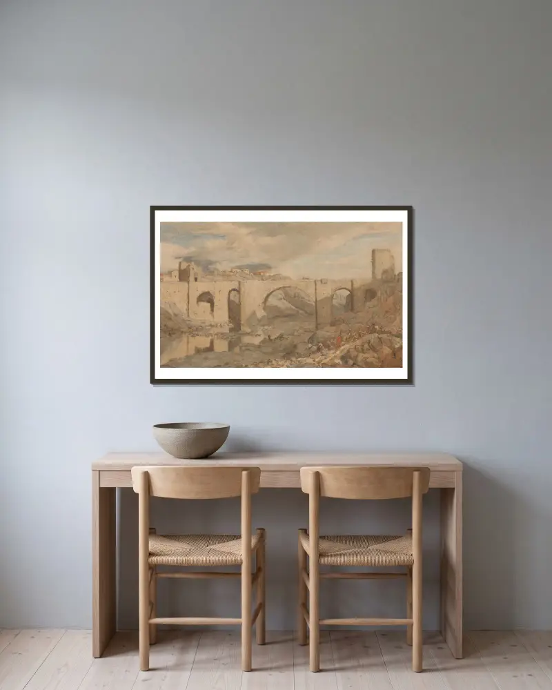 Brücke bei Toledo von Marius Bauer gerahmt an einer Wand