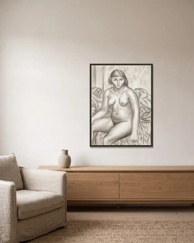 Female nude von Mark Gertler gerahmt an einer Wand