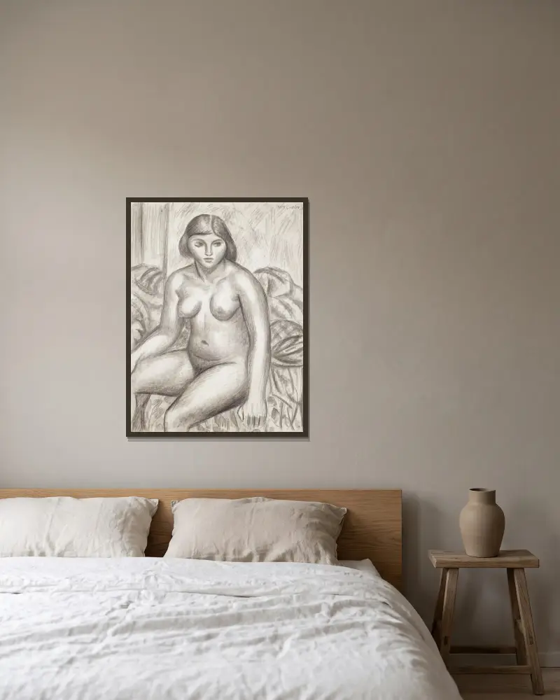 Female nude von Mark Gertler gerahmt an einer Wand