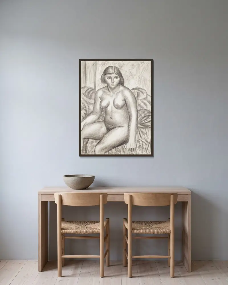 Female nude von Mark Gertler gerahmt an einer Wand