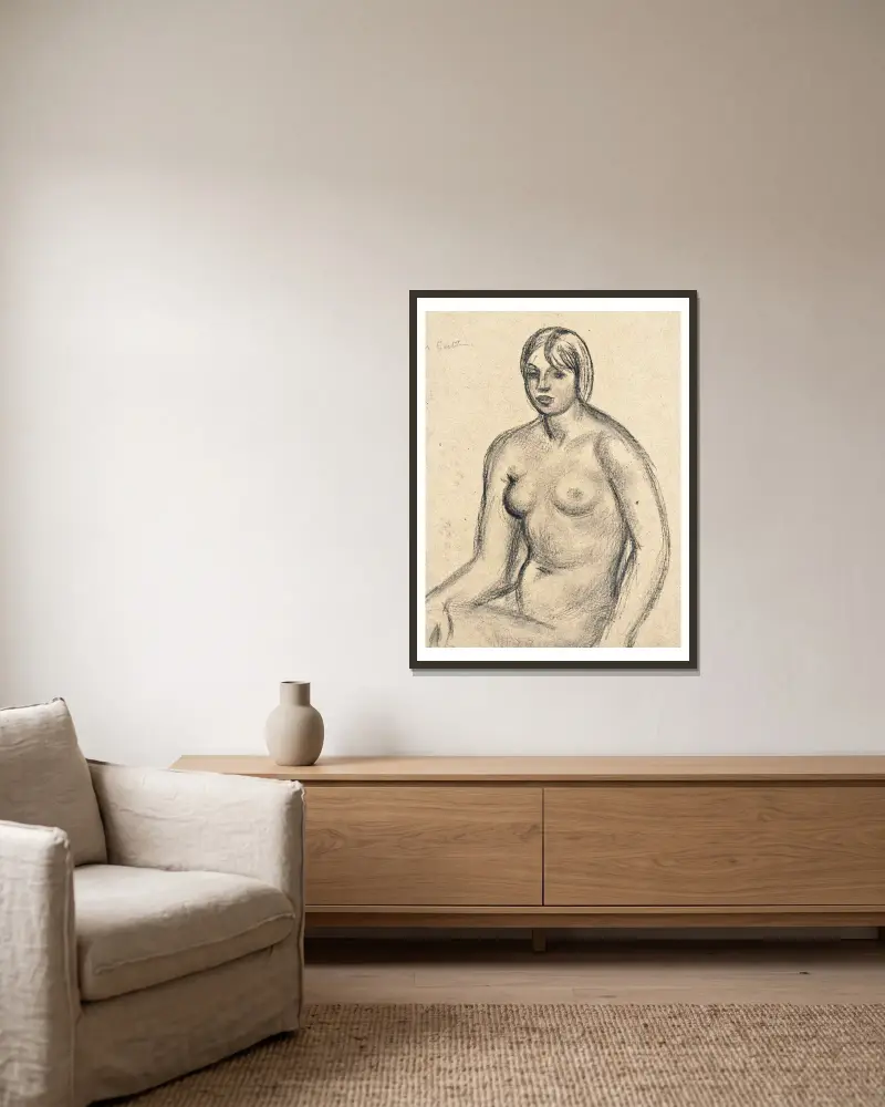 Weiblicher Akt von Mark Gertler gerahmt an einer Wand