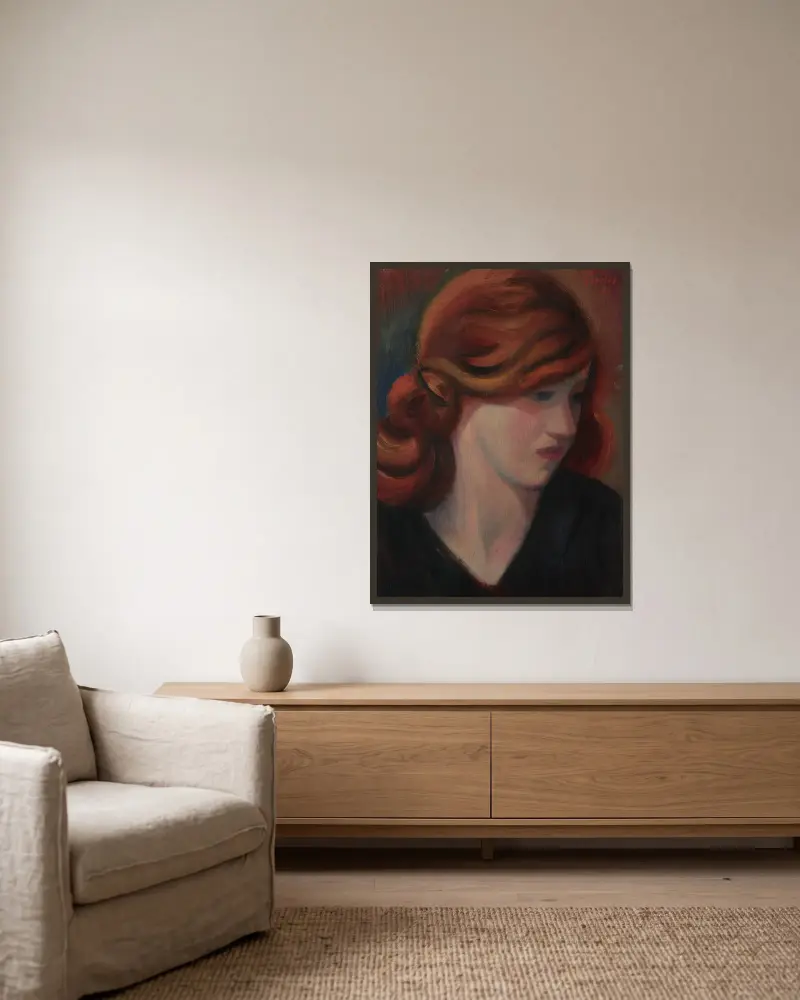 Portrait of Jean Kemp av Mark Gertler inramad på en vägg