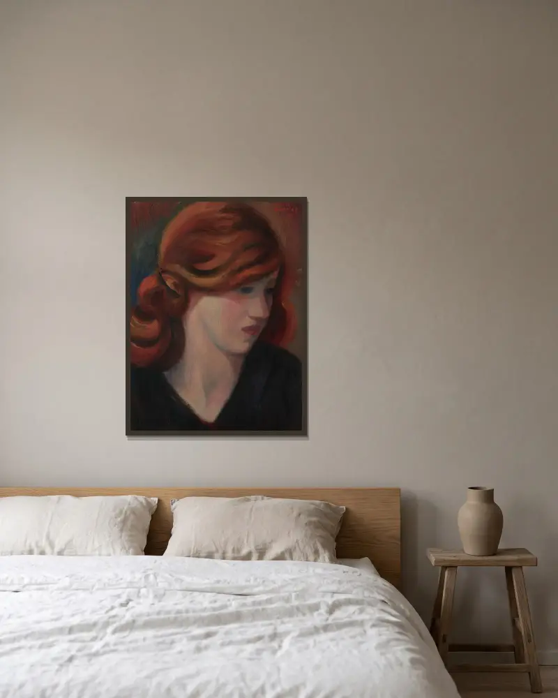 Portrait of Jean Kemp av Mark Gertler inramad på en vägg