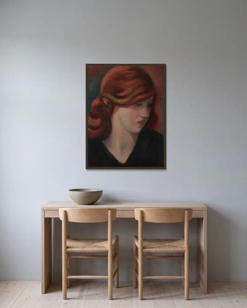 Portrait of Jean Kemp av Mark Gertler inramad på en vägg