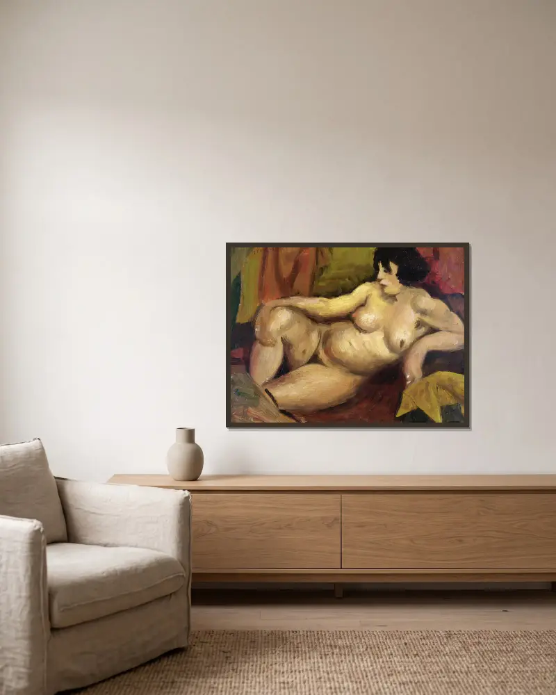 Ležící akt, 1922, Mark Gertler v rámu na stěně