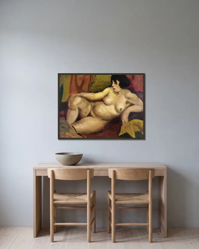 Ležící akt, 1922, Mark Gertler v rámu na stěně