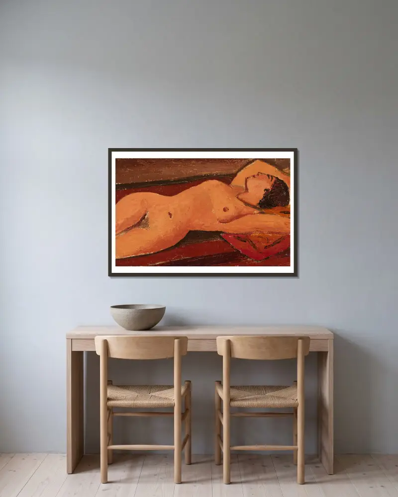 Ležící akt, 1938, Mark Gertler v rámu na stěně